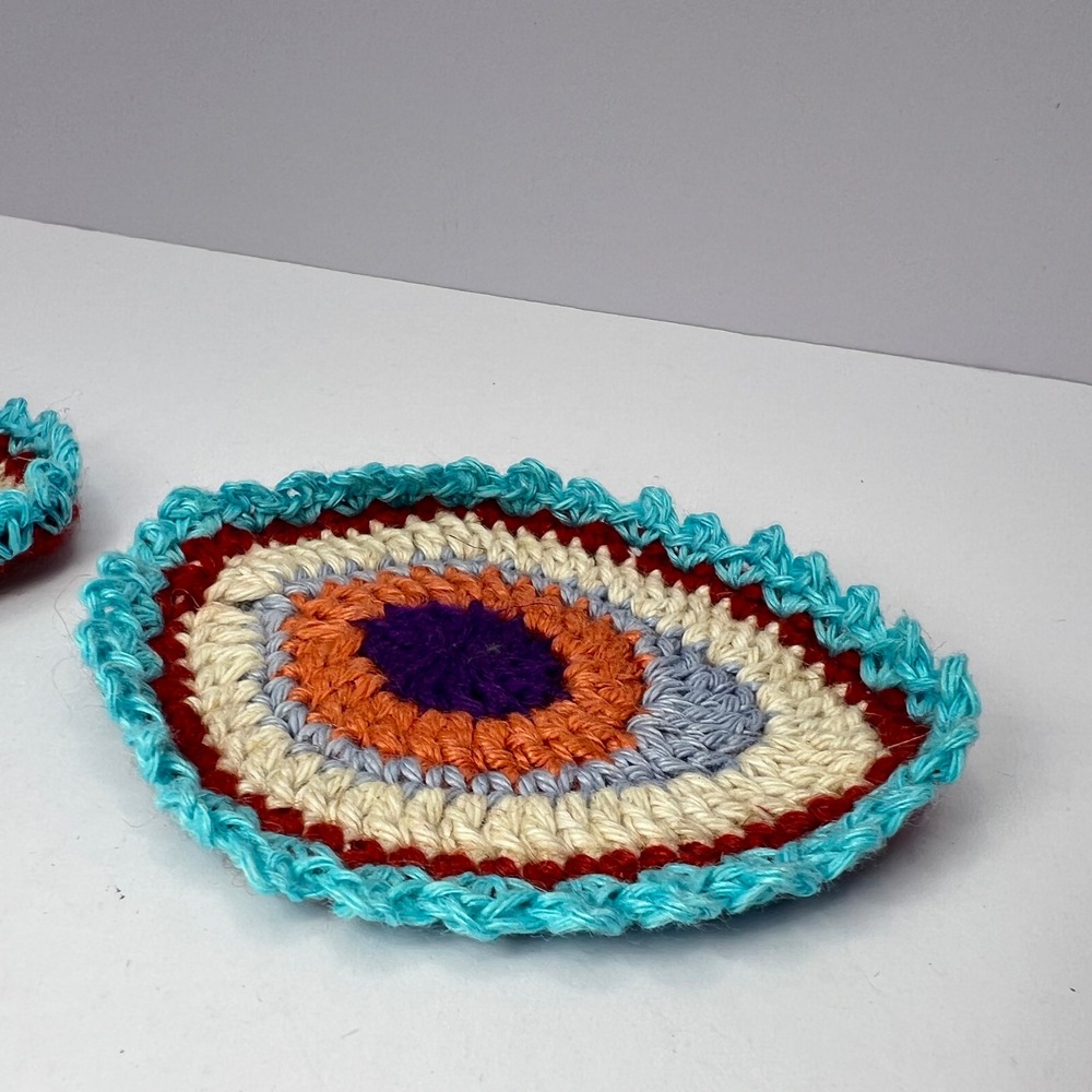 Handmade Crochet Evil Eye Appliques 4" Boho Patches Doilies Witchy Magic Greek - Picture 5 of 10